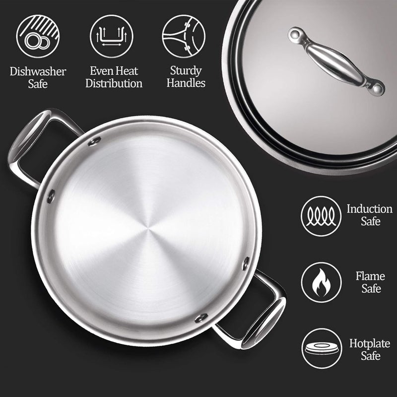 MILTON Pro cook قدر ستانلس ستيل ثلاثي الطبقات هاندي/وعاء تخزين/وعاء برياني مع غطاء 28 سم، 8.3 لتر، وعاء للطهي والتقديم، مناسب للغاز والتحريض - Image 2